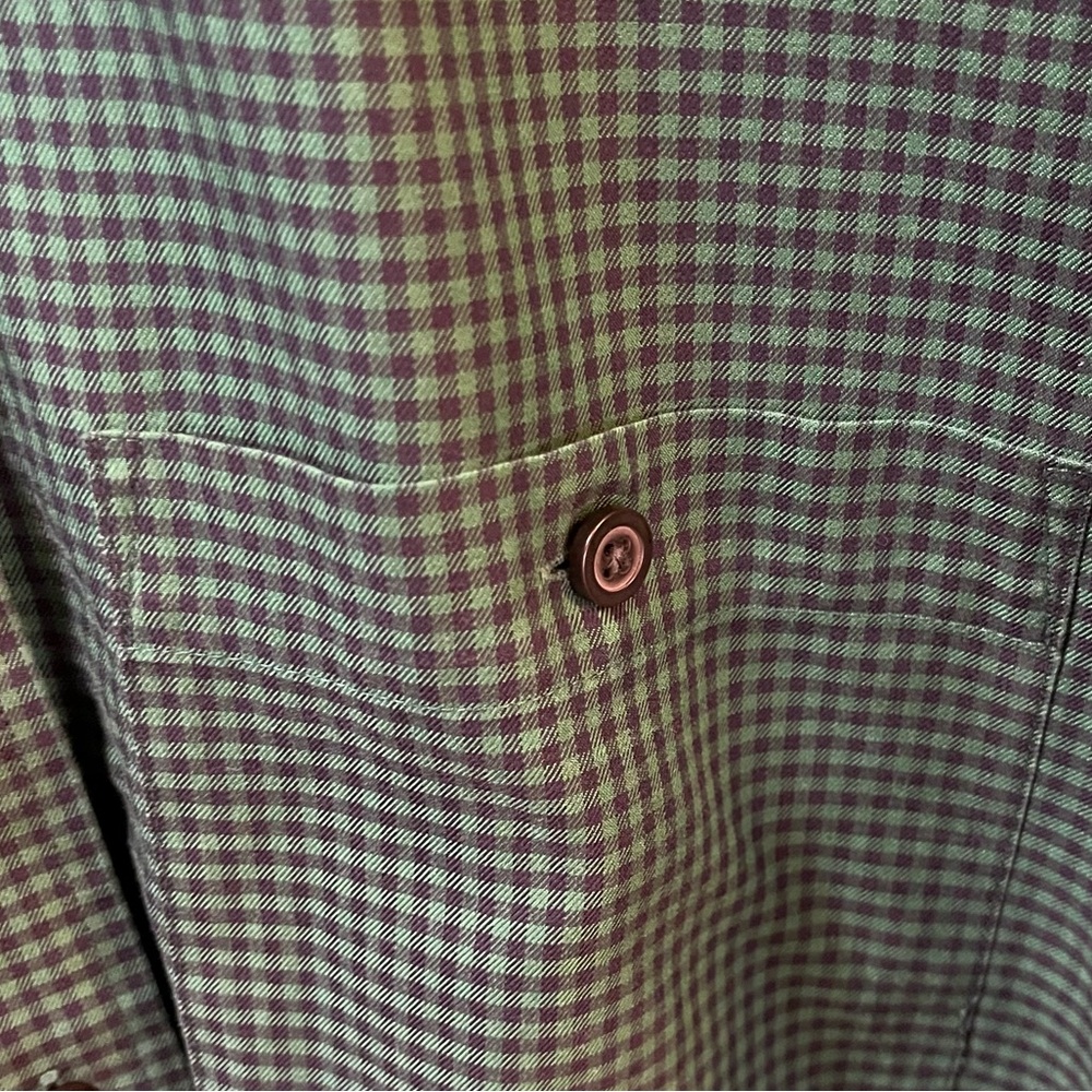 Men’s Orvis Checkered Button Down Green/Blue Medium - Picture 3 of 7